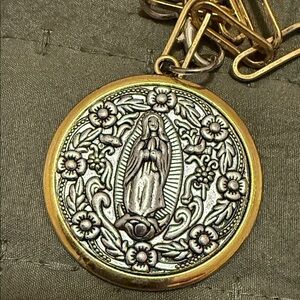 Two-Tone Medallion Necklace, 30” chain